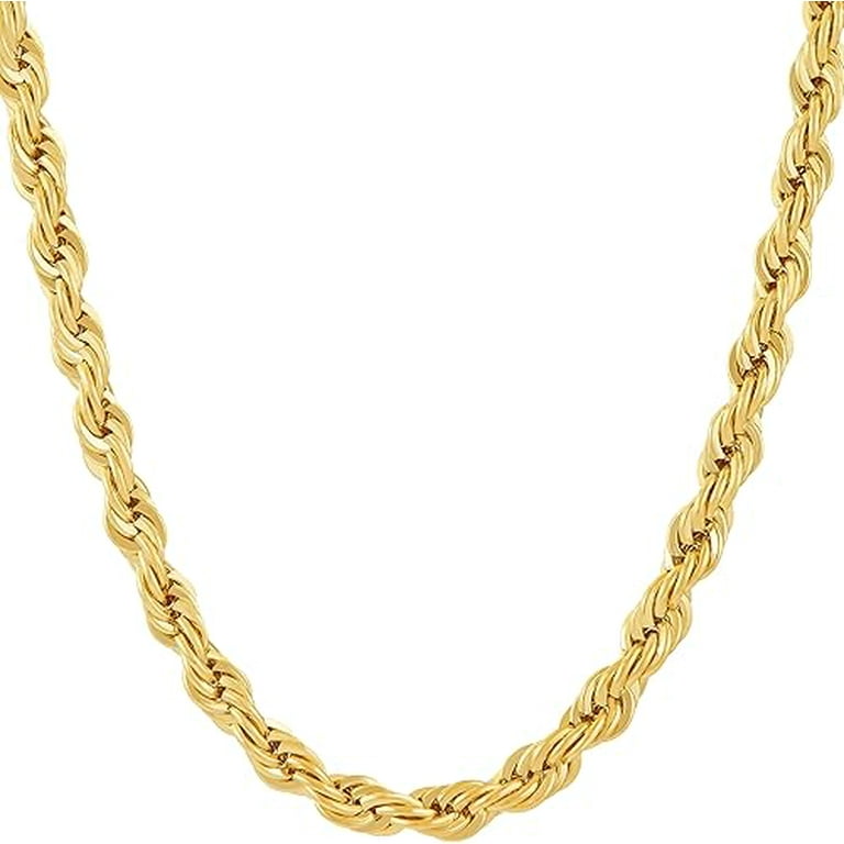 LIFETIME JEWELRY 6mm Rope Chain Necklace 24k Real Gold Plated