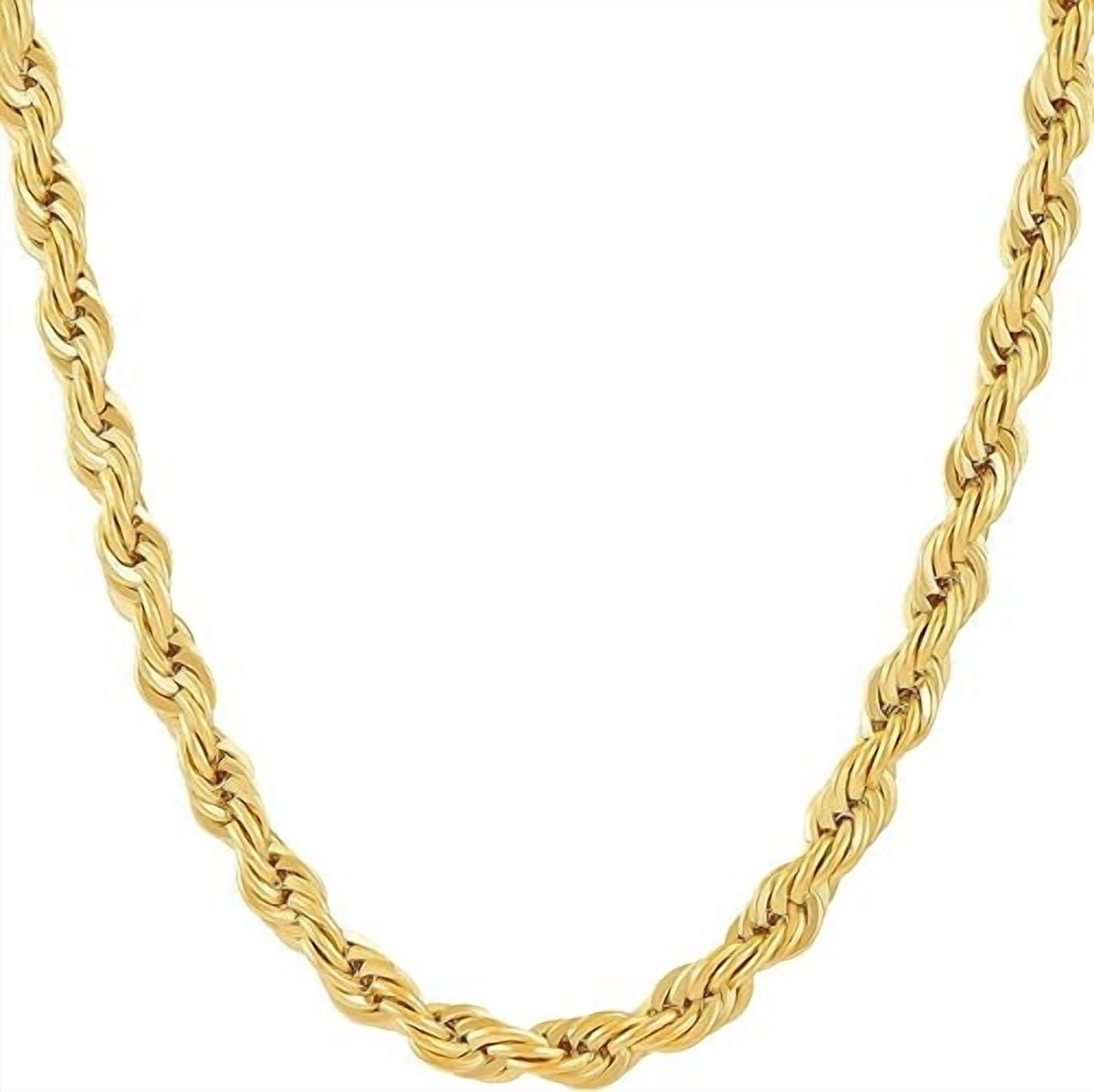 LIFETIME JEWELRY 6mm Rope Chain Necklace 24k Real Gold Plated-Women and Men (22 inches)