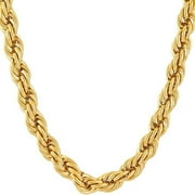 LIFETIME JEWELRY 7mm Rope Chain Necklace 24k Real Gold Plated-Women and Men 16 inches
