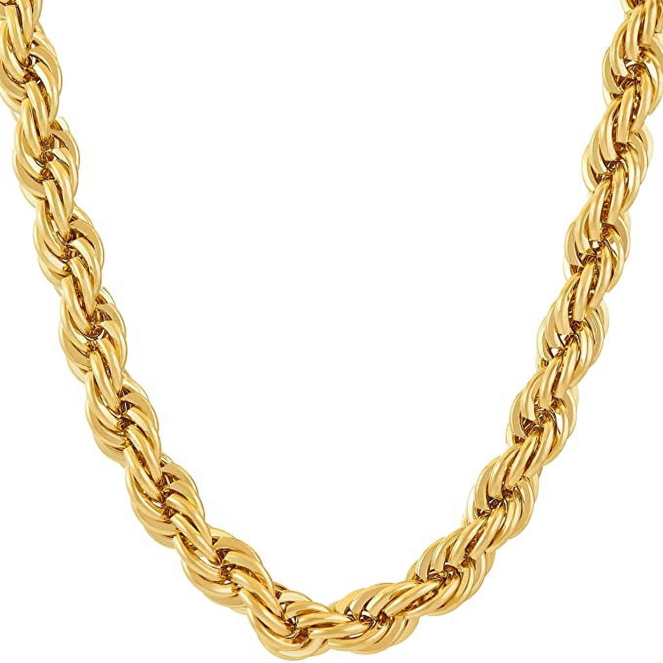 Gold Rope Chain 2k LIFETIME JEWELRY 7mm Rope Chain Necklace 24k Real Gold Plated-Women and ...