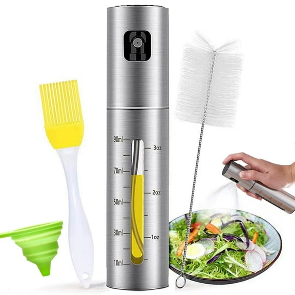 LIFETWO Stainless Steel 100ML Oil Sprayer with Basting Brush, Bottle Brush and Funnel