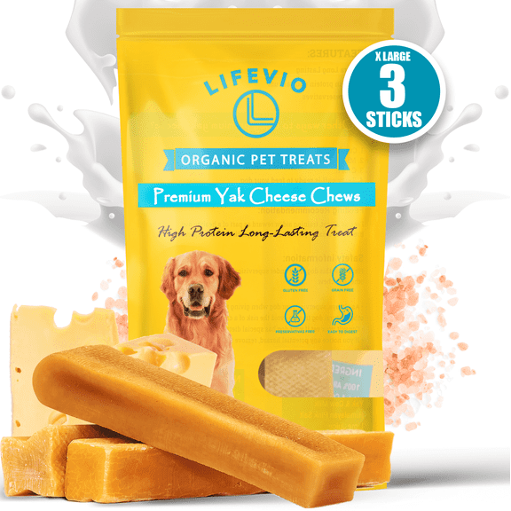 LIFEVIO Natural Yak Cheese Chews for Dogs, 6.4 oz (3-Pack)