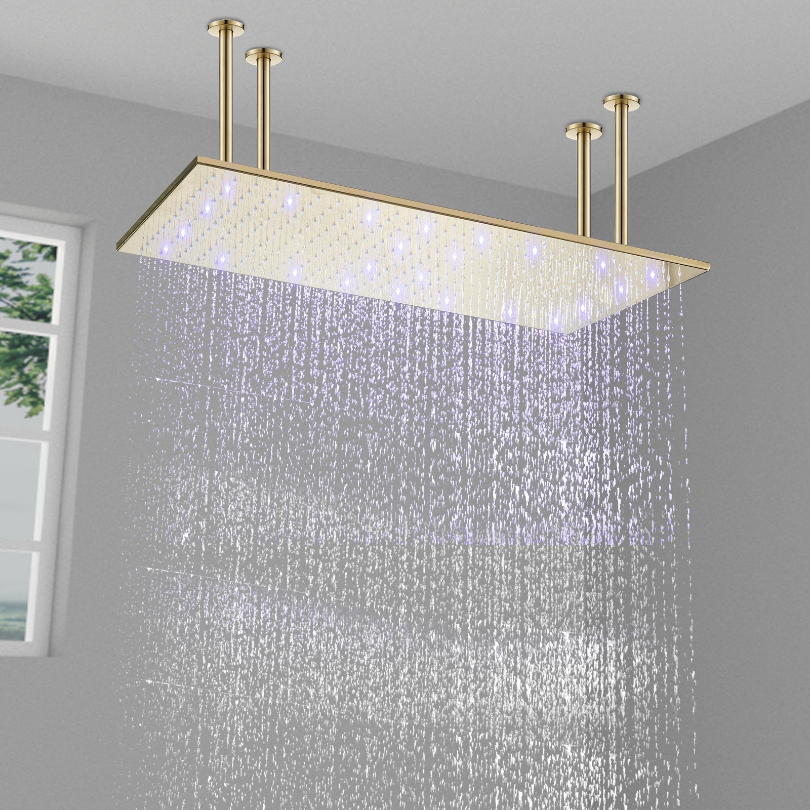 LIFFSSDG 16"x32" LED Shower Head Color Changing Extra Large Rain Square Shower Heads High