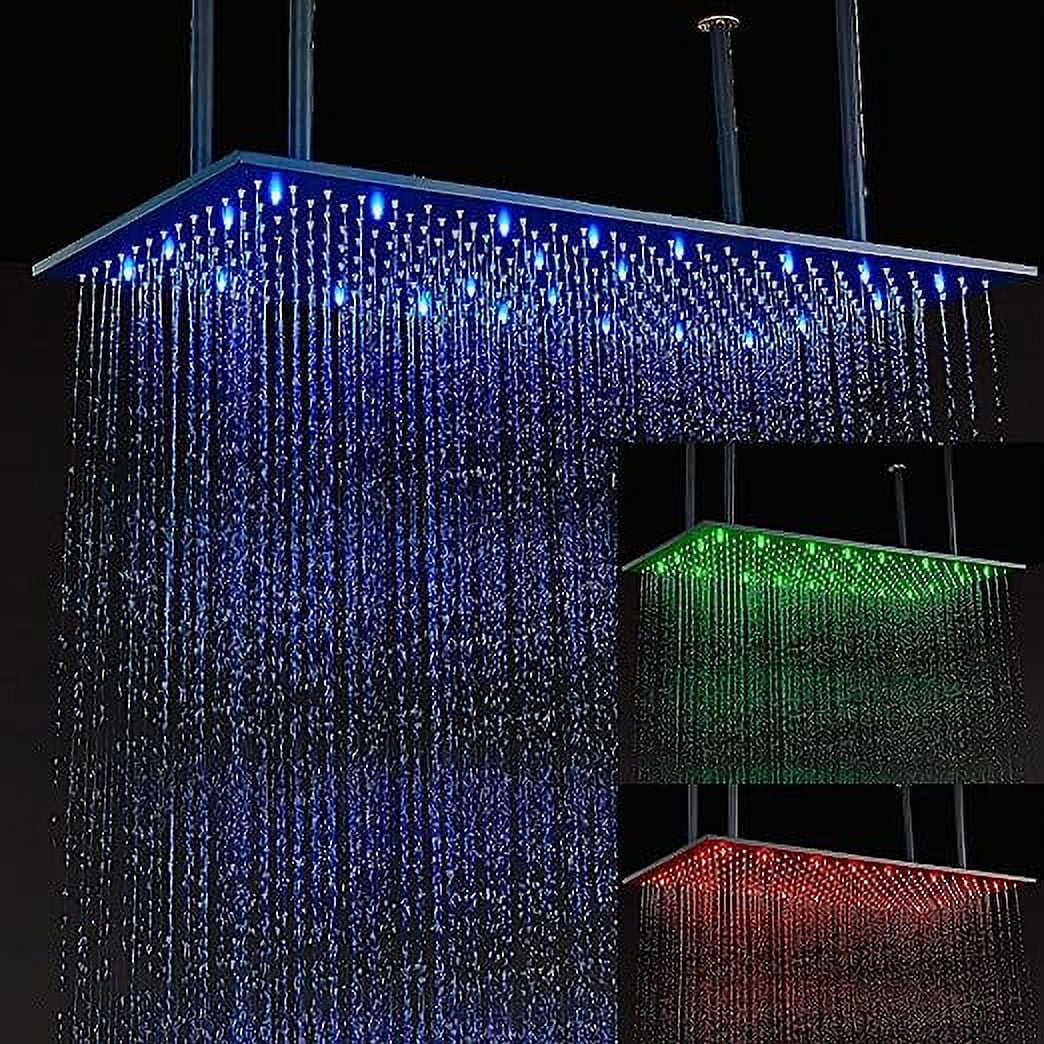 LIFFSSDG 16"x32" LED Shower Head Color Changing Extra Large Rain Square