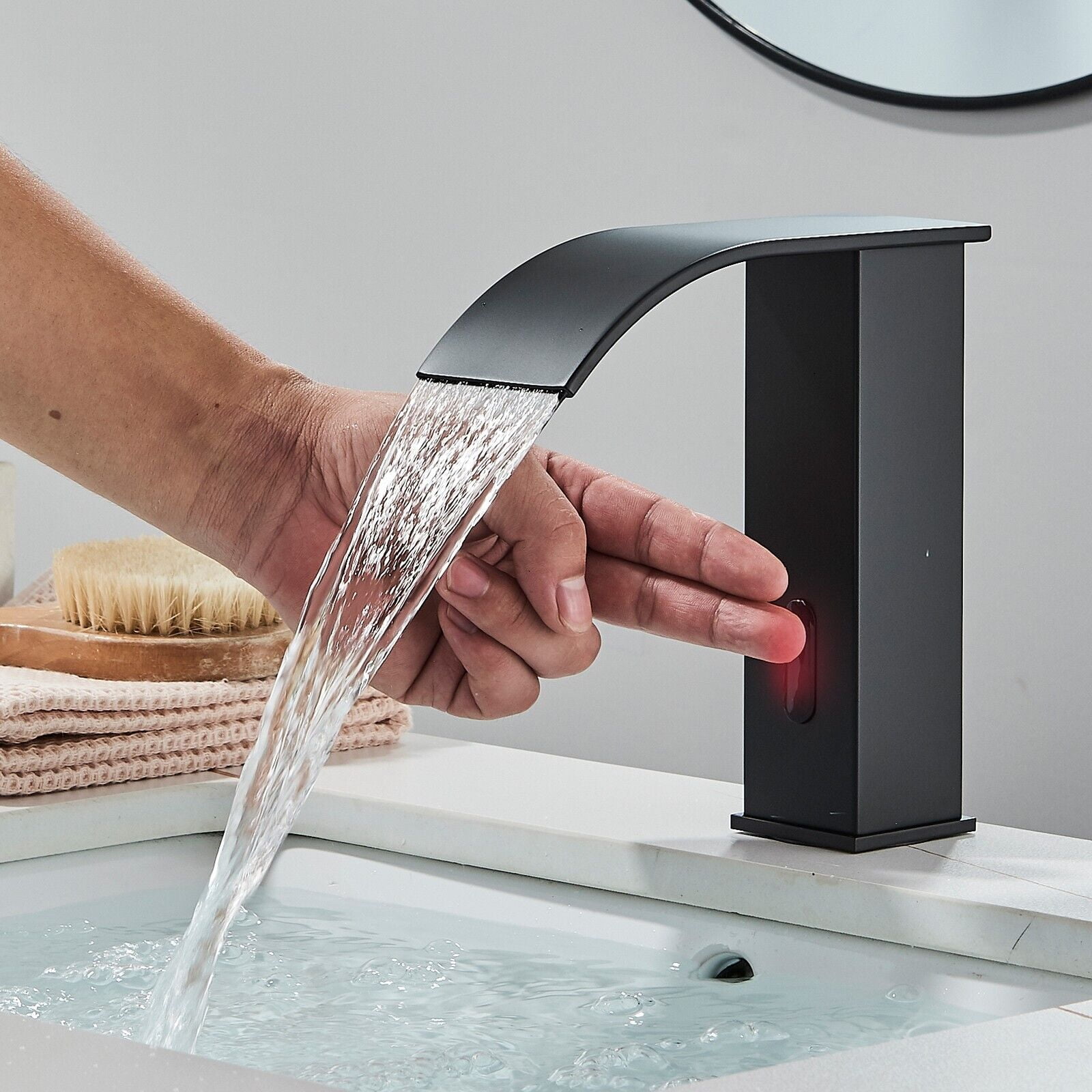 LIFFSSDG Automatic Sensor Matte Black Touchless Bathroom Sink Faucet
