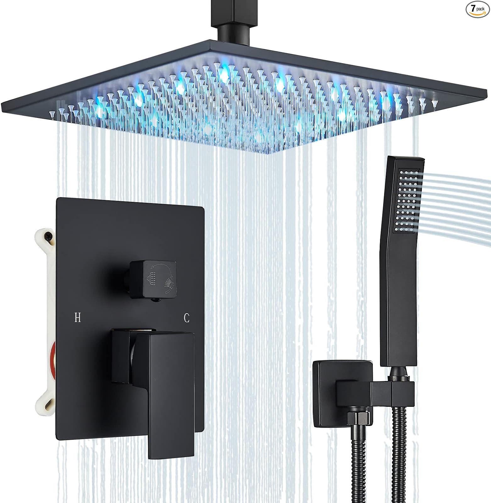 Cascada Bathroom Shower Set with Luxury 10" Water Power LED Shower Head ...