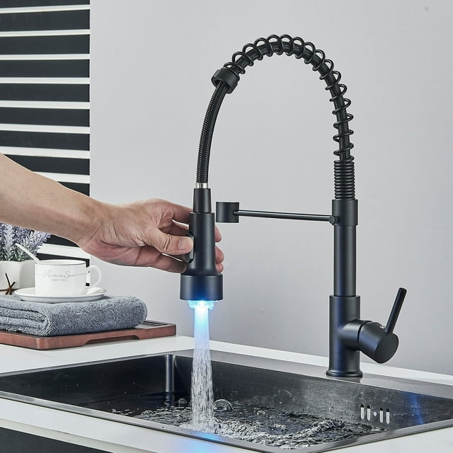 LIFFSSDG LED Kitchen Faucet with Pull Down Sprayer, Single Handle