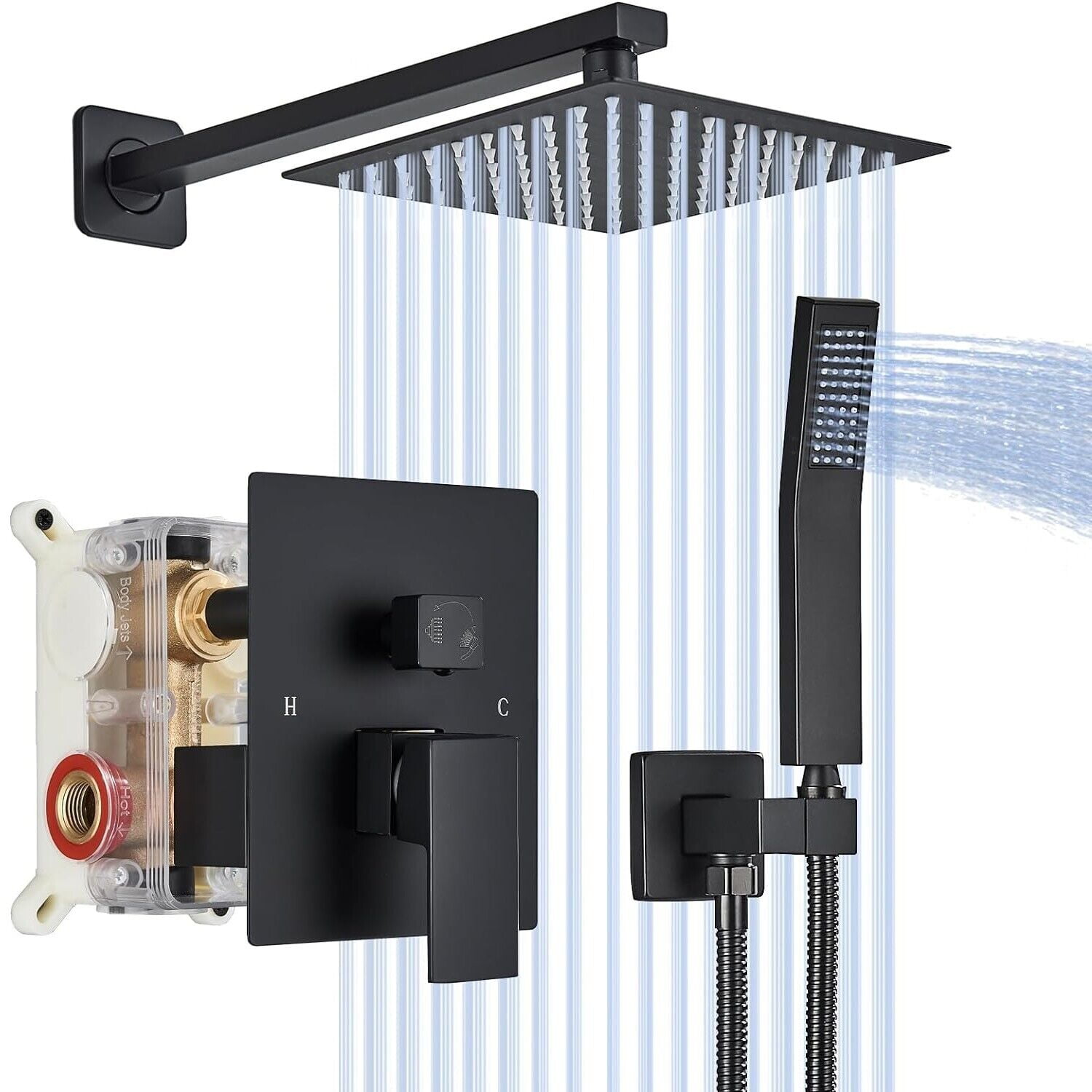 LIFFSSDG Shower Faucet Set Bathroom Shower System Wall Mount,8 inch