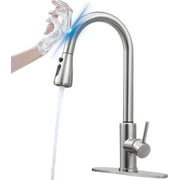 LIFFSSDG Touch Activated Kitchen Faucets with Pull Down Sprayer,Motion Single Handle Smart Faucet for Kitchen Sinks with Deck Plate,304 Stainless Steel, Brushed Nickel