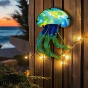 Liffy Jellyfish Wall Decor with LED Lights, Beach Decor for Patio, Pool,Garden 9.85 x 15 inches