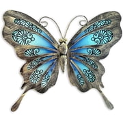 LIFFY Metal Butterfly Wall Decor - Hanging Glass Butterflies for Garden and Home