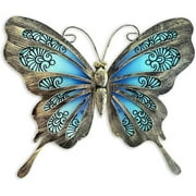 LIFFY Metal Butterfly Wall Decor - Hanging Glass Butterflies for Garden and Home