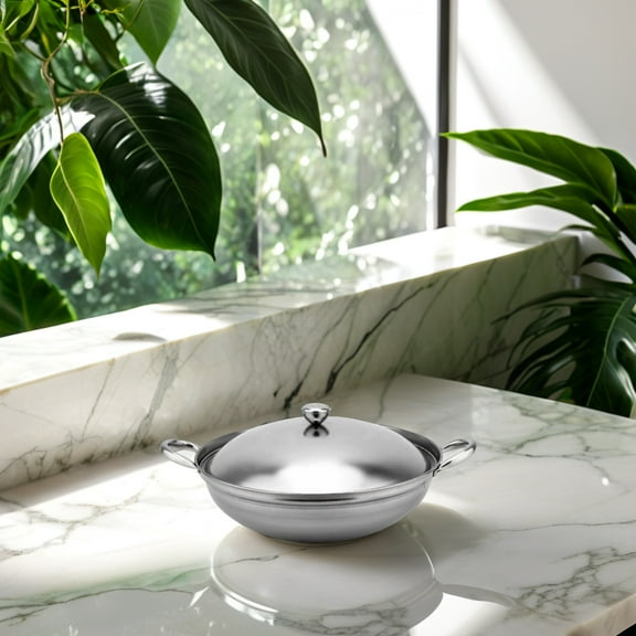 LIFKOME 1 Set Hot Pot with Lid for Cooking Seafood Stainless Steel Holder