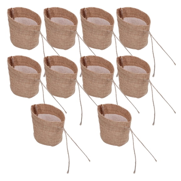 LIFKOME 10Pcs Brown Burlap Plant Grow Bags for Garden with Breathable Nonwoven Material and Root Friendly Design