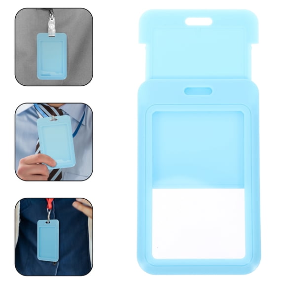 LIFKOME 10Pcs Hard Plastic Id Holder Sky Blue Sliding Card Protector Sleeve Lightweight