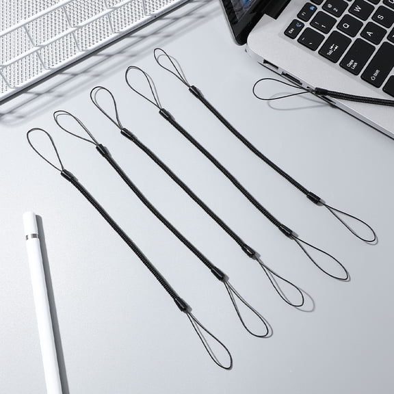 LIFKOME 10Pcs Multifunctional Black Elastic Pen Lanyard Retractable Tether for Stylus and Phone