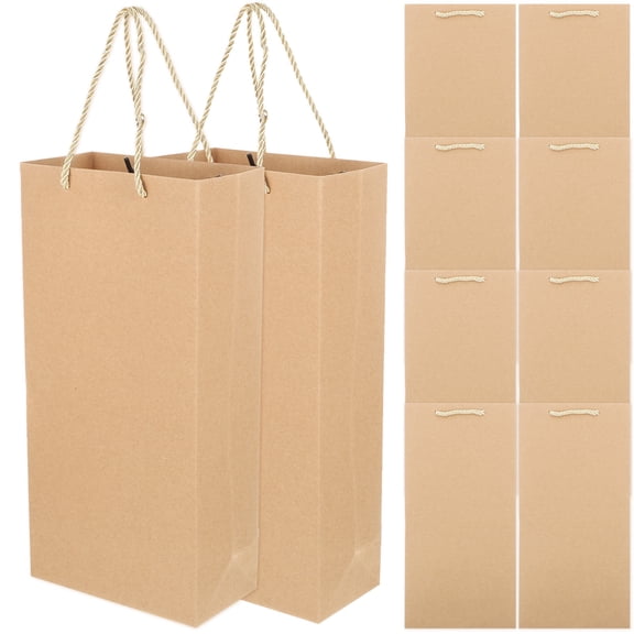 LIFKOME 10Pcs Sturdy Wine Wrapping Bags Light Brown Wine Bottle Holders for Parties