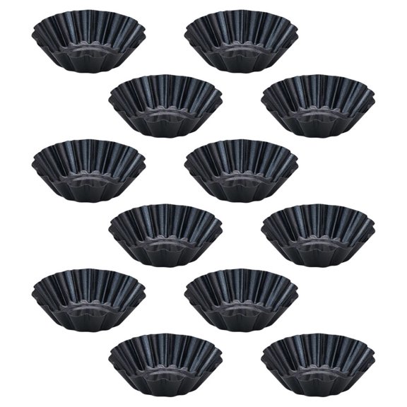 LIFKOME Non-Stick Carbon Steel Tart Molds Versatile Use for Cakes and Pastries 12Pcs