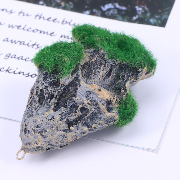 LIFKOME 1Pack Floating Rock Scenic Decor Olive Green Resin Irregular Shape