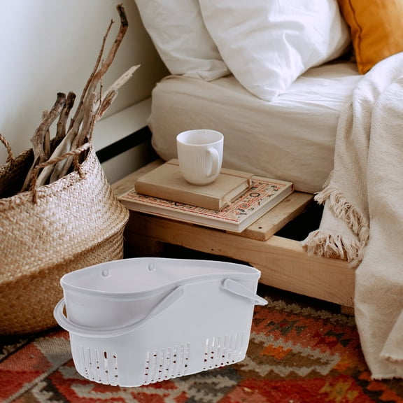 LIFKOME Portable Grey Plastic Shower Basket with Handles, Multi-Purpose Storage Container for Bathroom and Home Organization