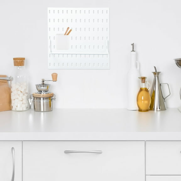 LIFKOME 1Pc White Pegboard Bins Plastic Containers for Keeping Workspaces Clean and Tidy