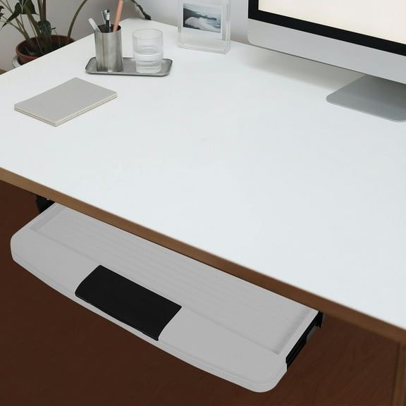 LIFKOME 1Set ABS Stainless Steel Keyboard Tray Under Desk Slide Storage Plate Office Accessory