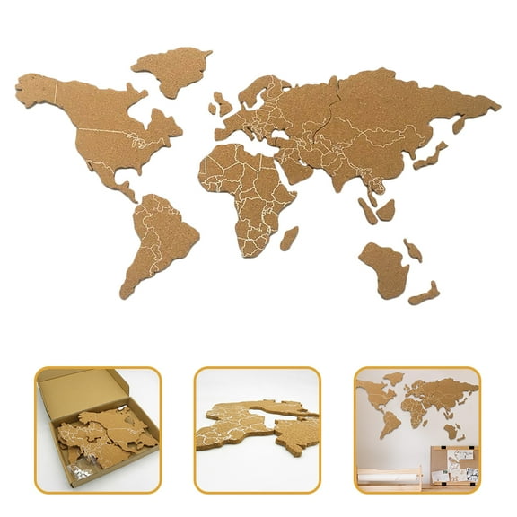 LIFKOME 1Set World Map Cork Board Self Adhesive Pin Board for Home Wall Decor and Photo Hanging