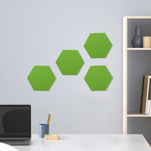 LIFKOME 24Pcs Hexagon Felt Wall Tiles Bulletin Board for Home Message Display in Green