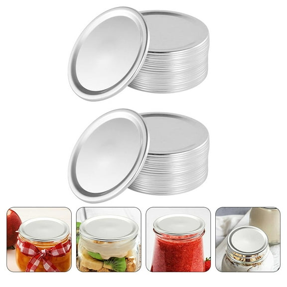 LIFKOME 24Pcs Reusable Canning Caps Plated Silver Tinplate Material Easy to Use Split-Type Seals