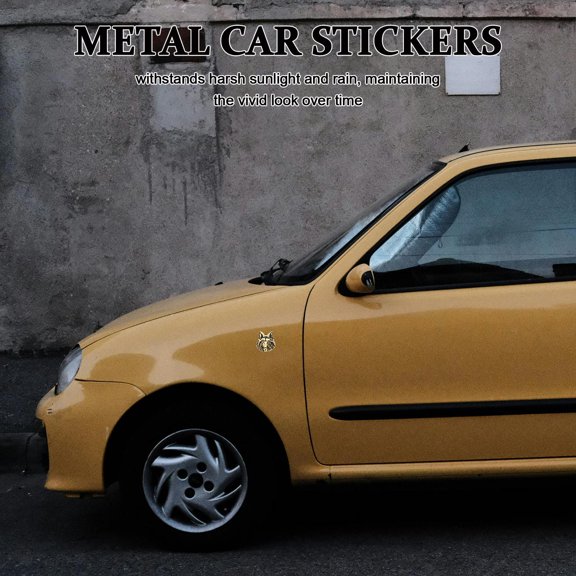 LIFKOME 2Pcs 3D Metal Wolf Car Stickers Golden Durable Body Decals with Scratch Concealment