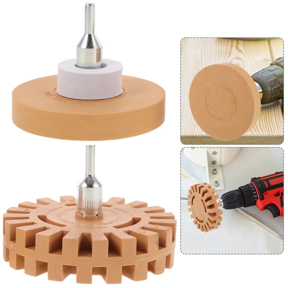 LIFKOME 2Pcs Decal Remover Eraser Wheel Rubber Adhesive Remover with Toothed Design for Drill