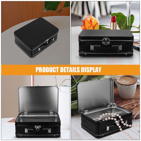 LIFKOME 2Pcs Desktop Tinplate Box with Lock for Secure Storage of Small Gadgets