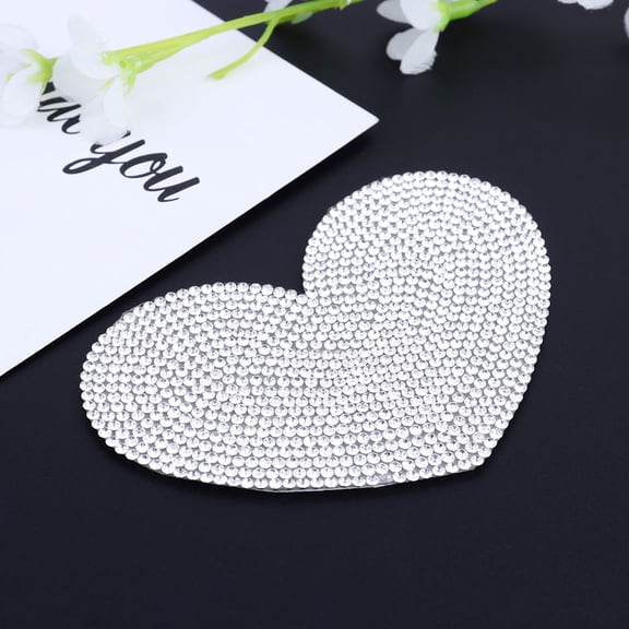 LIFKOME 2Pcs Heart Shape Rhinestone Sticker Decorative Decals White Crystal Self Adhesive for Clothes Bags