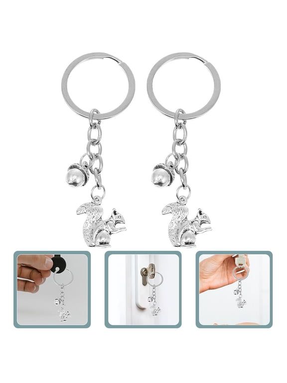 Set of Squirrel Keychains with Pine Cone Charms, Cute Animal Key for Keys, Handbags, Purses, Backpacks