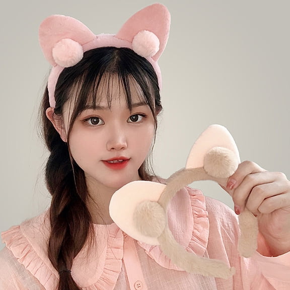 LIFKOME 2Pcs Pink Elastic Cat Ears Headband Keeps Hair Off Face for Skincare Use
