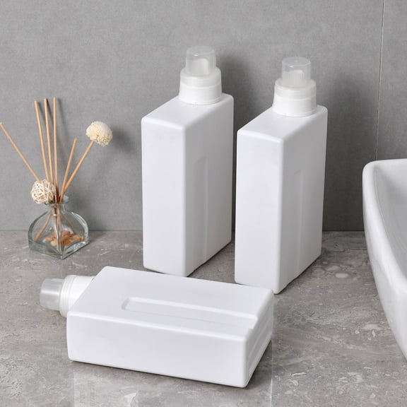 LIFKOME 2Pcs Reusable White Laundry Empty Bottles Leakproof Multipurpose Storage Container for Home and Hotel