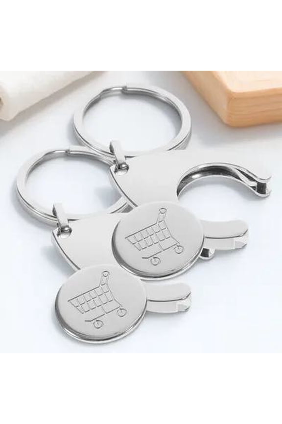 2Pcs Shopping Cart Token Keyring Metal Coin Holder for Everyday Use