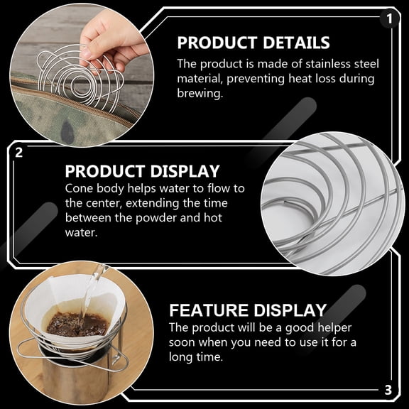 LIFKOME 2Pcs Stainless Steel Folding Coffee Filter Rack Funnel Stand for Easy Outdoor Brewing
