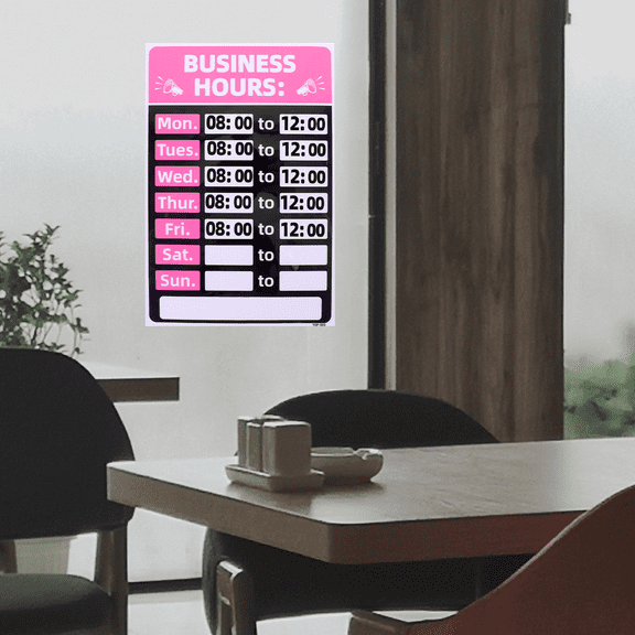 LIFKOME 2Pcs Waterproof Adhesive Business Hours Signs for Store Shop Window Decoration