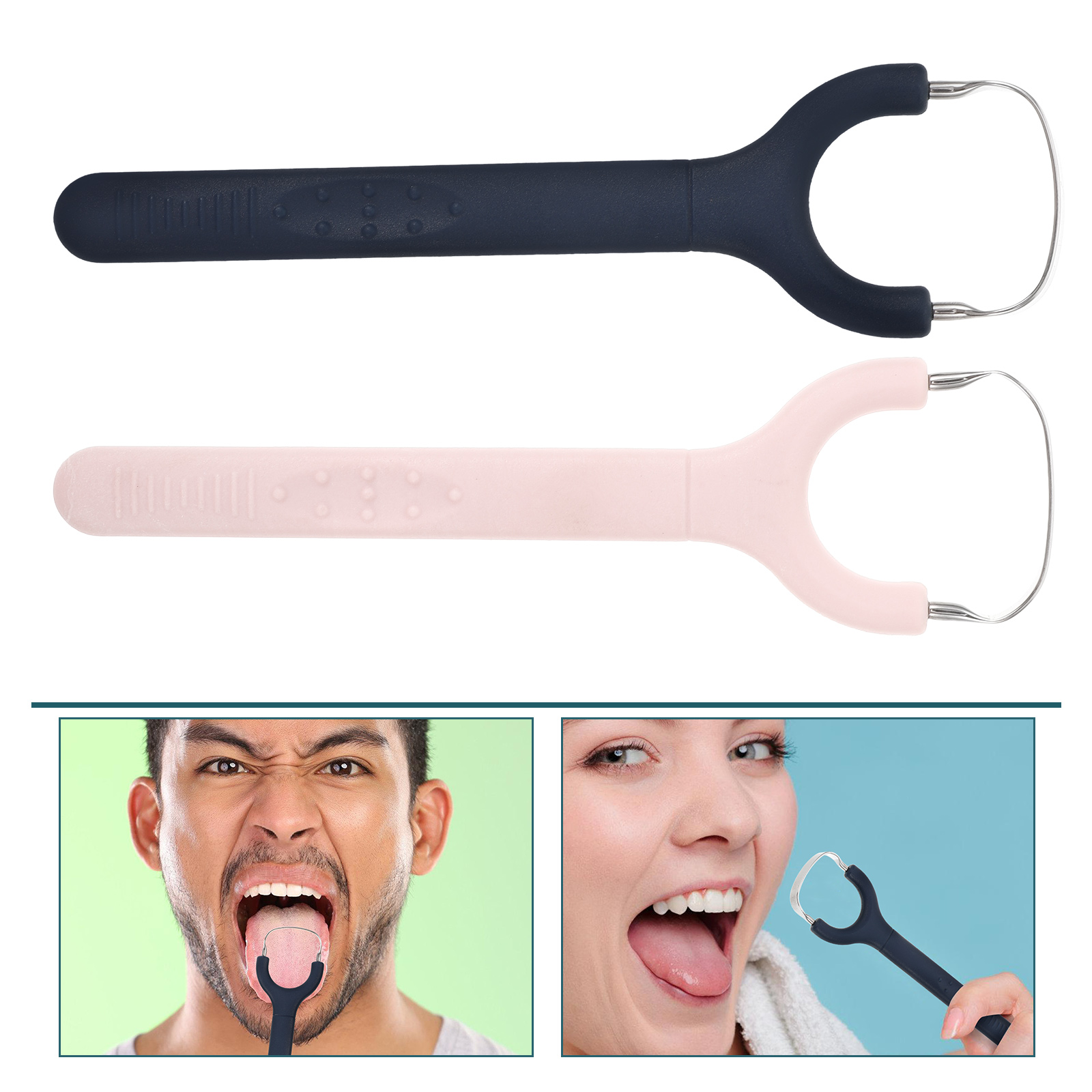Y-Kelin 4 Pcs Stainless Steels Tongue Scrapers With Hooks, Metal - View #5