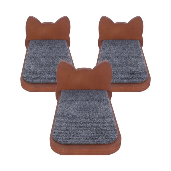 LIFKOME 3Pcs Space Saving Khaki Cat Wall Shelves Floating Wooden Platforms for Home Use