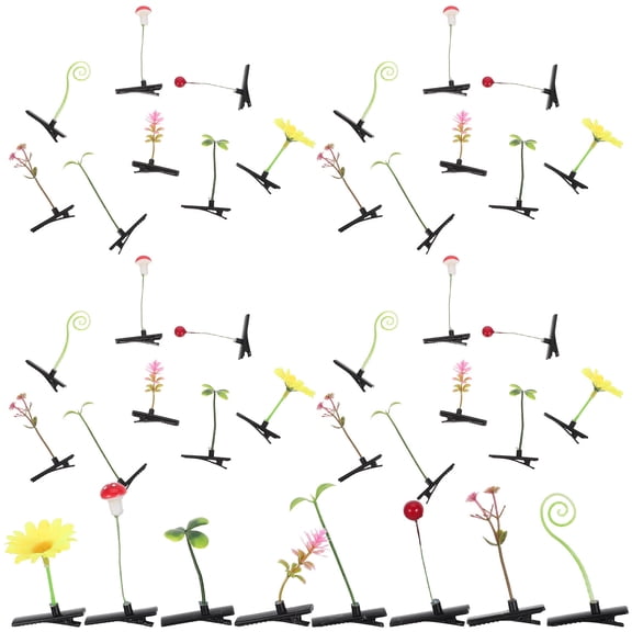 LIFKOME 48Pcs Dainty Artificial Flower and Bean Sprout Hair Clips for Fun Festival Styling