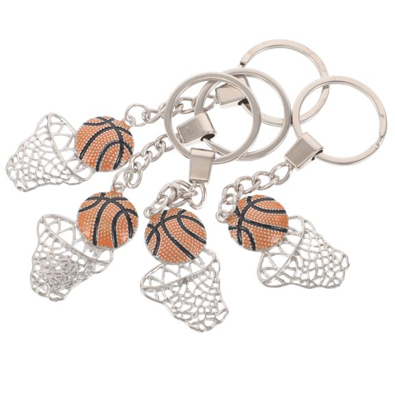 LIFKOME 4-Pack Basketball Hoop Keychains with Rhinestone Charm, Sports Keyrings for Keys, Bags, and Daily Use