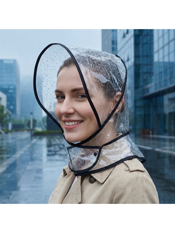 4Pcs Clear Plastic Rain Bonnet with Visor Waterproof Hat Protects Hair in Wet Weather