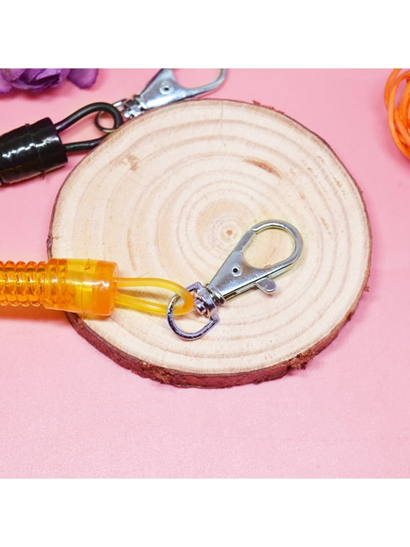 4 Pack Plastic Spring Coil Wrist Keychain, Stretchy Anti- Holder Chain for Keys, Badge, Locker Tags, Clips
