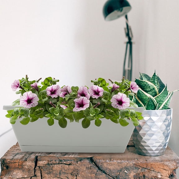 LIFKOME 4Pcs Grey Windowsill Herb Planter Multipurpose Plastic Flower Planting Holder for Home