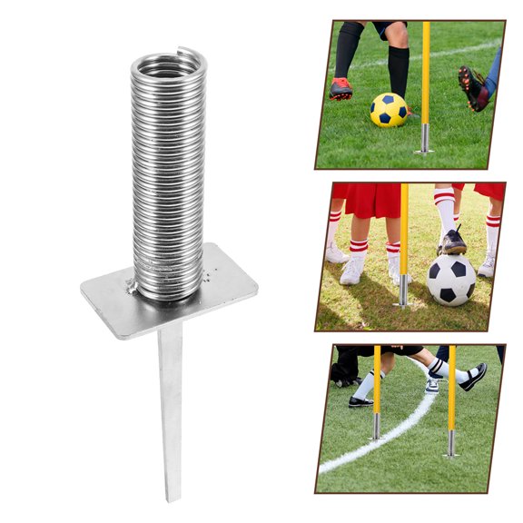 LIFKOME Soccer Corner Flag Base Plated Silver Iron Spring-Loaded Spike for Outdoor Use 4Pcs