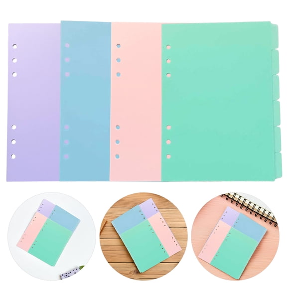 LIFKOME 4Sets Flexible Plastic Loose Leaf Dividers with Writable Index Tabs for Ring Binders