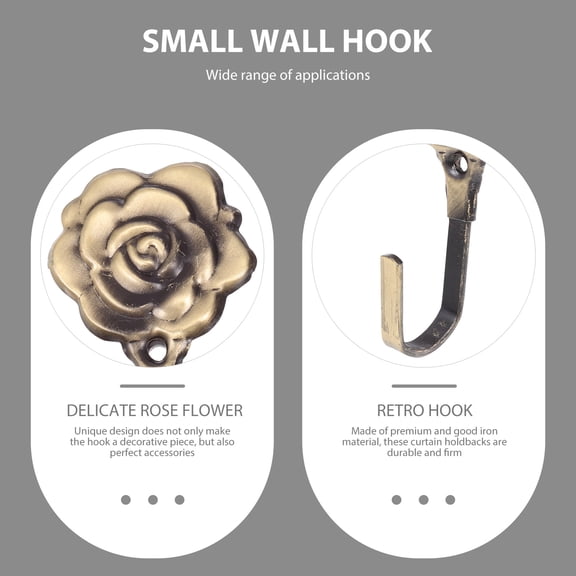 LIFKOME 4Sets Olive Green Iron Curtain Holdbacks with Rose Flower Design for Wall Mounted Decor