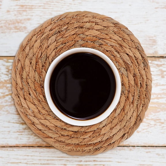 LIFKOME 4pcs Handwoven Rattan Coasters Cup Base Plates Dishes Insulated Hot Pads Pot Living Dining Room Kitchen Accessories 4.72 Inch Round